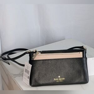 Kate Spade Sadie Saffiano Leather Crossbody Black NWT Slim Bag Wallet Purse